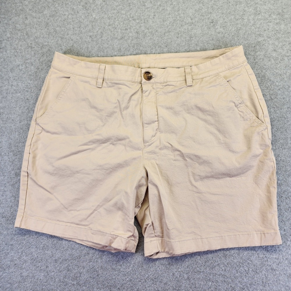 Chubbies Originals Khaki Chino Shorts Beige Men's 36 Flat Front 7" Inseam
